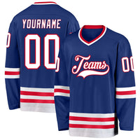 Custom Hockey Jersey - Royal White-Red
