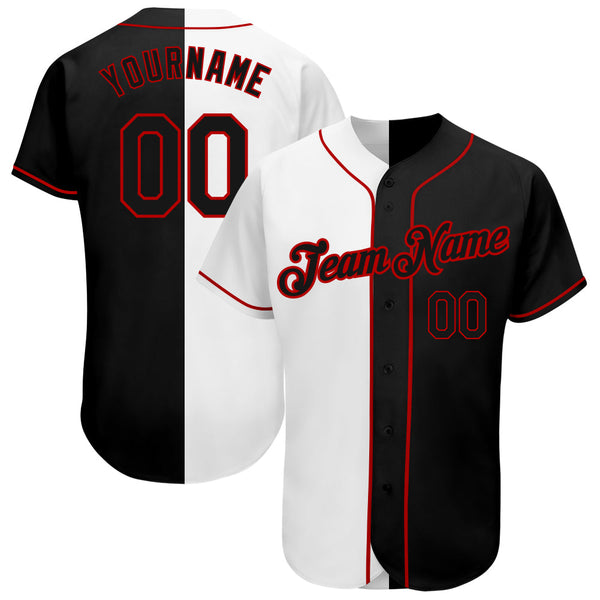 Custom Baseball Jersey - White-Black Red Authentic Split Fashion