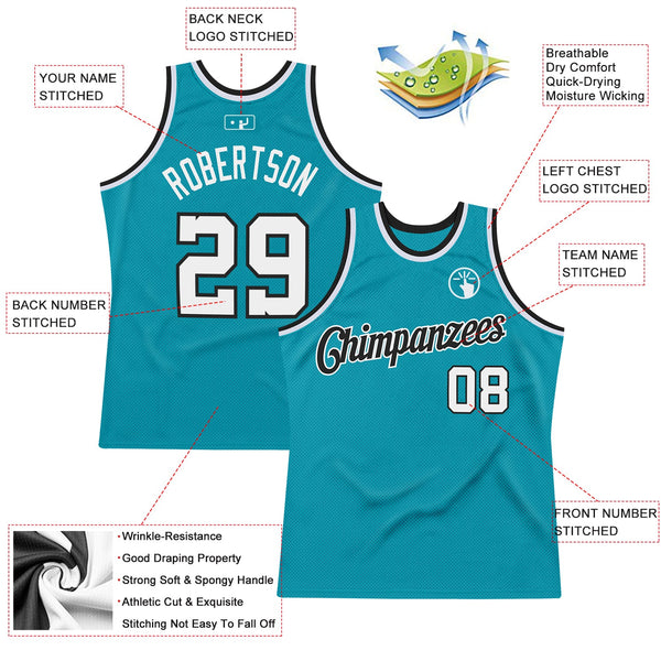 Custom Basketball Jersey - Teal White-Black Authentic Throwback