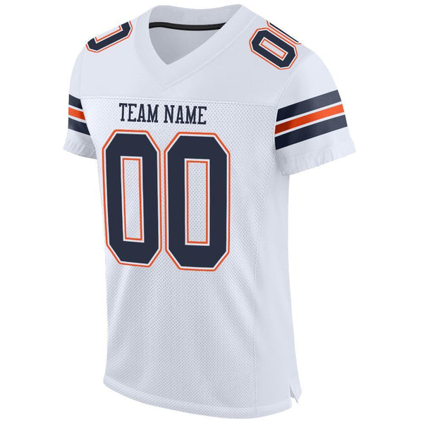 Custom Football Jersey - White Navy-Orange Mesh Authentic