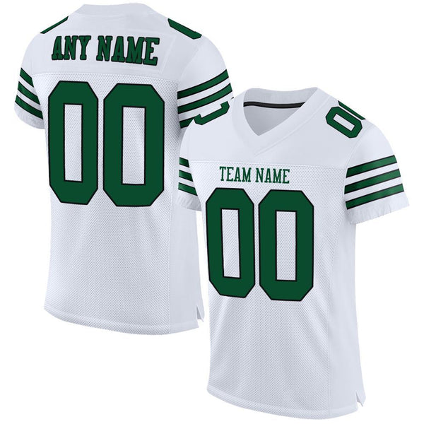 Custom Football Jersey - White Grass Green-Black Mesh Authentic