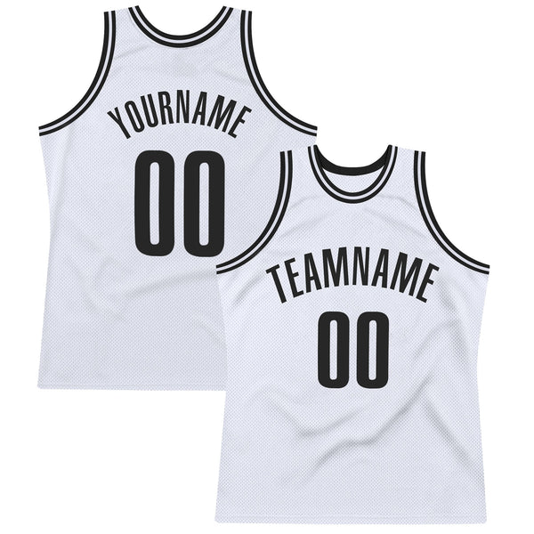 Custom Basketball Jersey - White Black Authentic Throwback