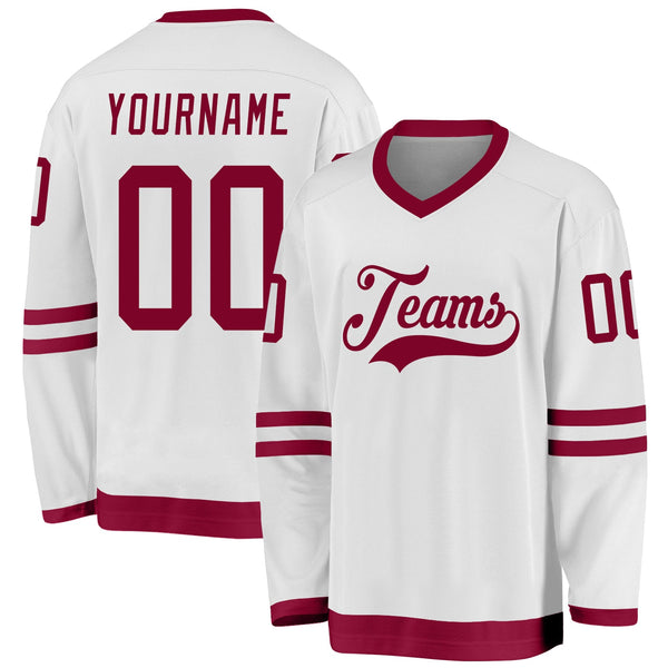 Custom Hockey Jersey - White Maroon